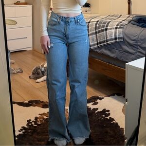 BCBGeneration Light Blue High-Rise Wide Leg Jeans